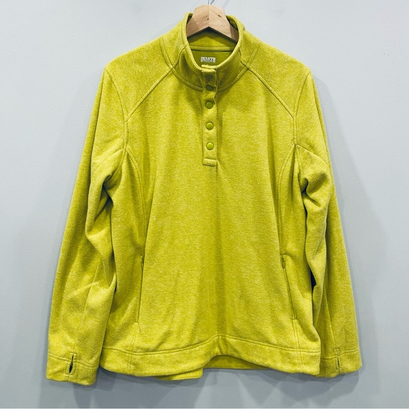 DULUTH TRADING CO. XL Womens Frost Lake Fleece Yellow 1/2 Snap Pullover Gorpcore - Picture 1 of 16